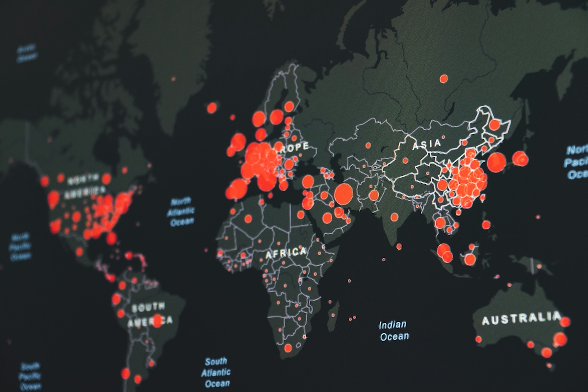 World map content delivery network performance dashboard showing improved website speed metrics