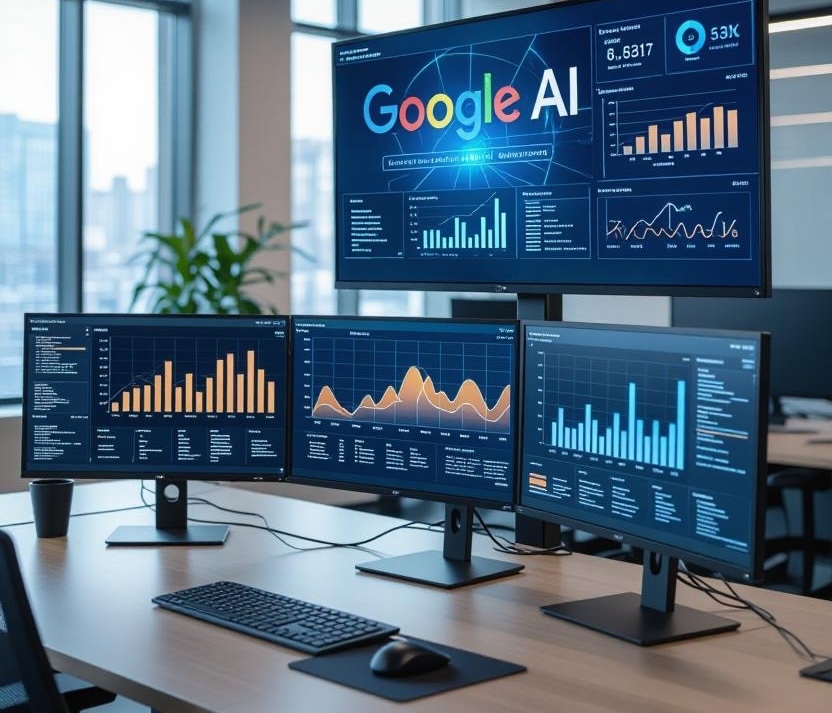 Google AI integration for business dashboard showing analytics and automation tools